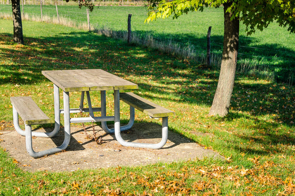 Issız piknik masası - Fotoğraf, Görsel