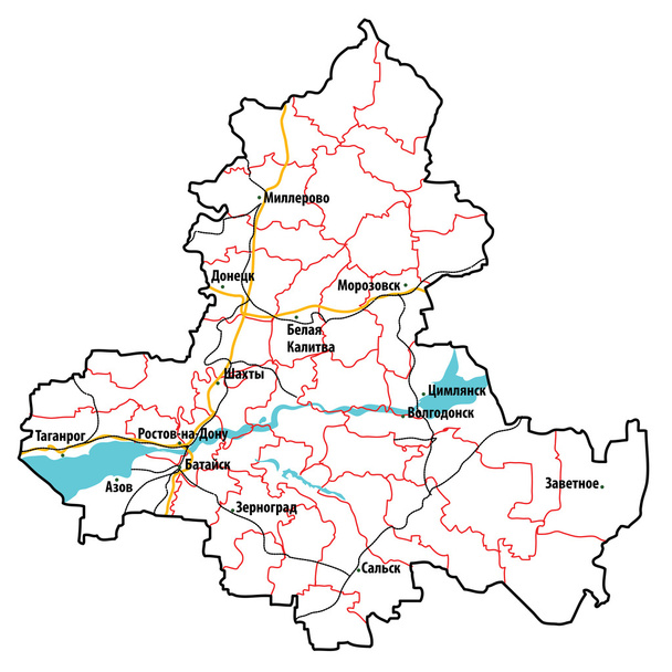 ロストフ周辺の地図 - ベクター画像