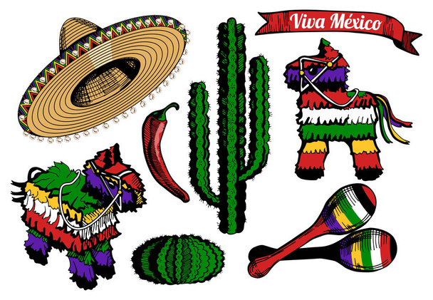 Conjunto de objetos mexicanos
 - Vetor, Imagem