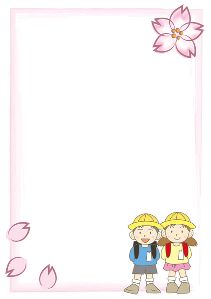 Japanse stijl frame met Cherry Blossoms - Vector, afbeelding