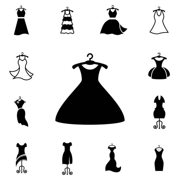 Party módní šaty ikonu nebo silueta s ramínko, samostatný - Vektor, obrázek