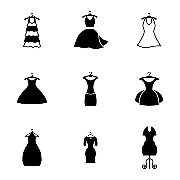 Party Fashion Dress Icon or Silhouette with Clothes Hanger Isolated - Vector, imagen