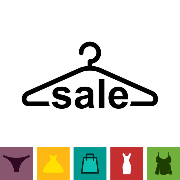 Black Clothes Hanger Icon on White Background - Vector, Image