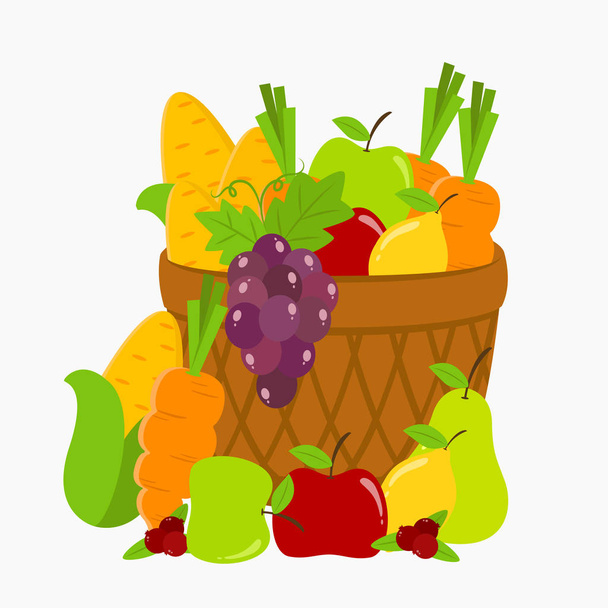 Fruits and Vegetables Vector - Vektör, Görsel