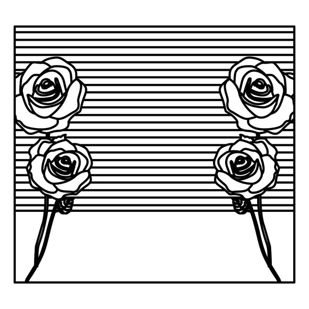 silhouette background with roses and striped lines - Vector, Image