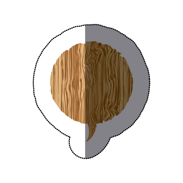 sticker realistc wooden texture circular dialog box - Vector, Image