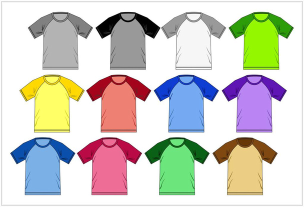 Modello T-shirt raglan colorato, Vettore
. - Vettoriali, immagini