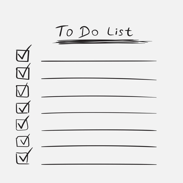 To do list icon with hand drawn text. Checklist, task list vector illustration in flat style on white background. - Vetor, Imagem