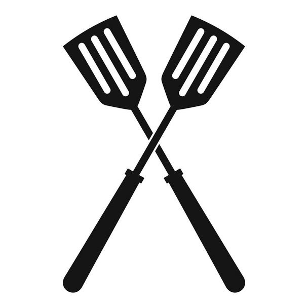 Two metal spatulas icon, simple style - Vecteur, image
