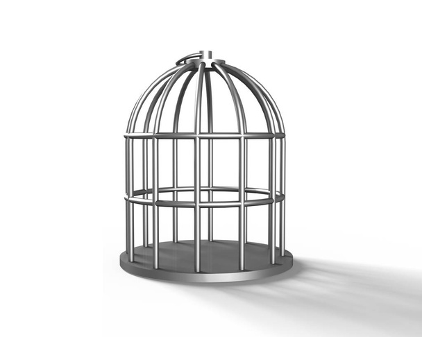 Silver cage, 3D illustration - Foto, Imagem