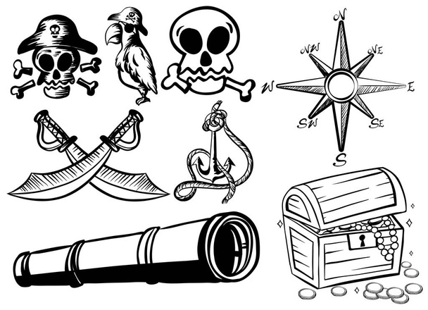 Pirat elementów w czarną obwódką - Wektor, obraz