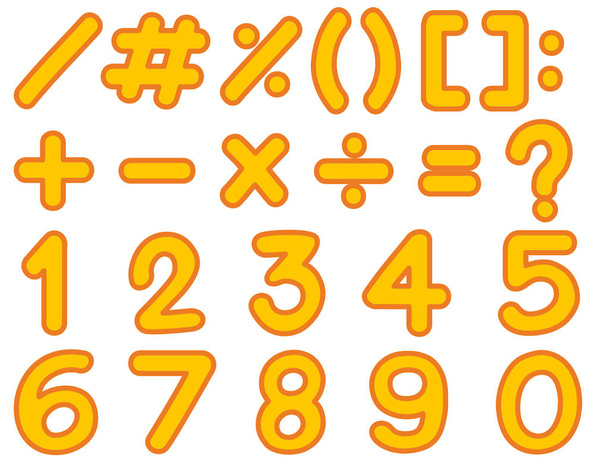 Numbers and signs template in yellow color - Vector, Image