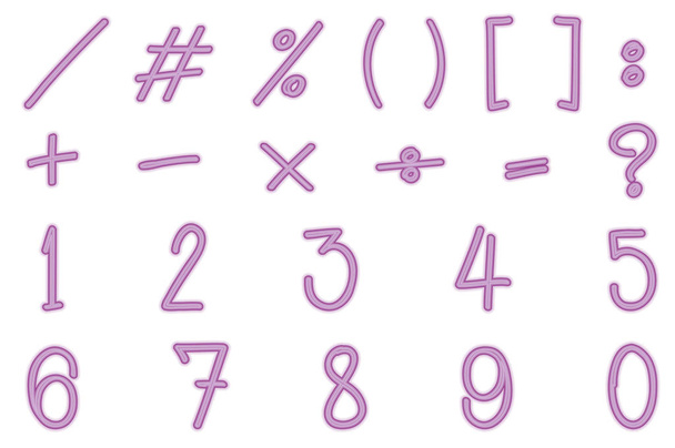 Numbers and signs in pink color - Vettoriali, immagini