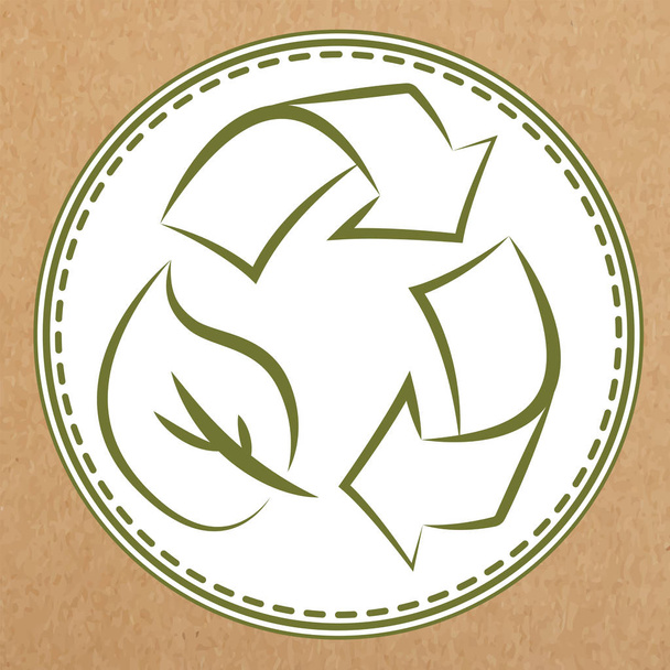 Recycle pictogram, badge, sticker layout, biologische productie, vectorillustratie - Vector, afbeelding