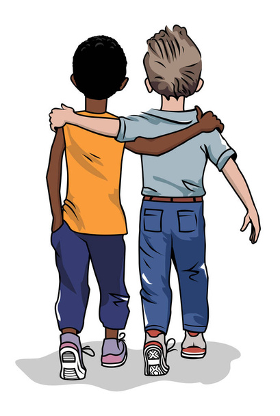 Two friends on a white background - Vector, Image