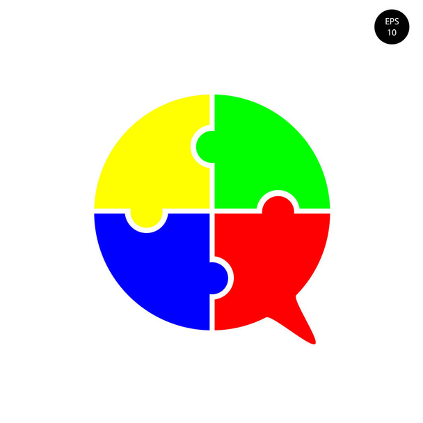 κύκλος, χρώμα ενότητα παζλ, ένας κύκλος διαιρείται σε τέσσερα ίσα μέρη, διάνυσμα - Διάνυσμα, εικόνα