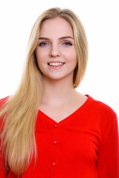 Face of young happy teenage girl smiling - Φωτογραφία, εικόνα