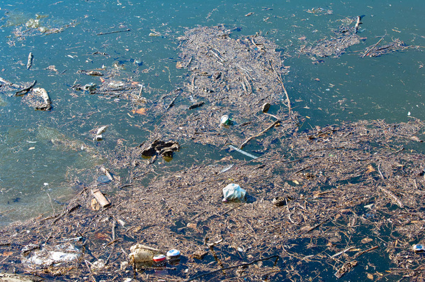 Odpadów, pływające na powierzchni wody - Zdjęcie, obraz