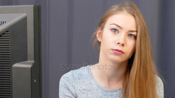 Happy attractive young woman having a video chat. - Footage, Video