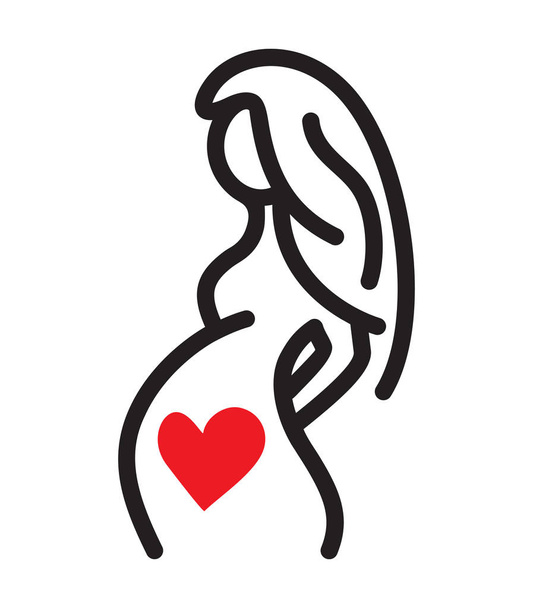  έγκυος γυναίκα, που περιγράφεται - Διάνυσμα, εικόνα