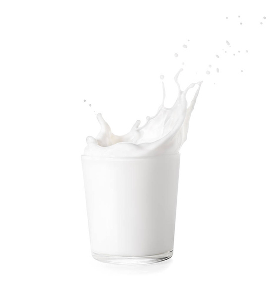 glass of milk with splash - Fotoğraf, Görsel