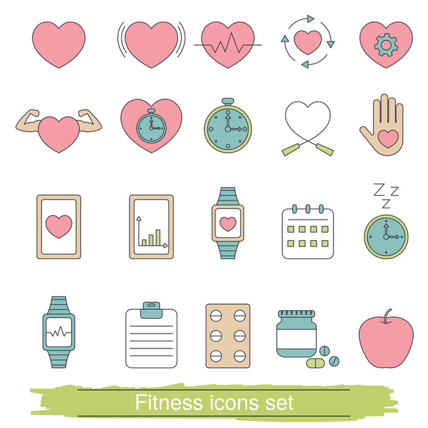 Fitness icons set - Vector, imagen