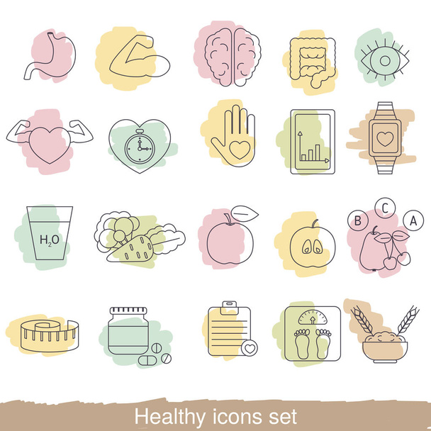 Healthy lifestyle icons set - Vektor, kép