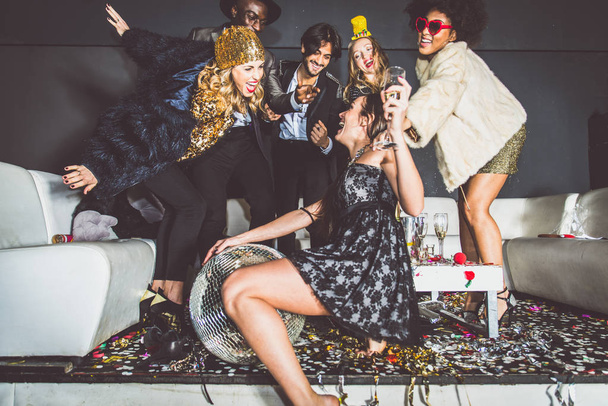 Friends having party in nightclub   - Foto, Imagen