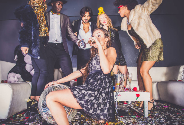 Friends having party in nightclub   - Foto, Imagen