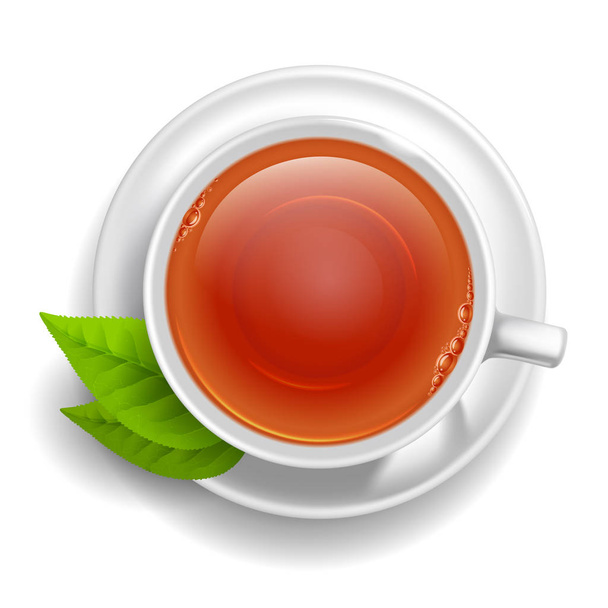 Φλιτζάνι τσάι με φύλλα τσαγιού - Διάνυσμα, εικόνα