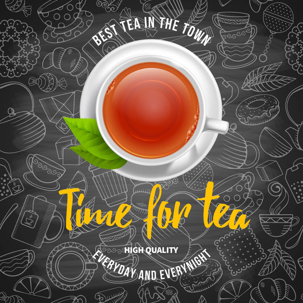 Tea Design with tea cup - Vettoriali, immagini