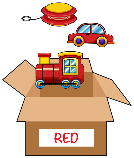 Tekturowe pudełko na zabawki czerwony - Wektor, obraz