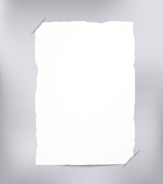 Tarjeta de papel rasgada blanca en blanco insertada en un fondo gris
 - Vector, imagen