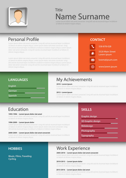Professional colored resume cv template - Vector, Image