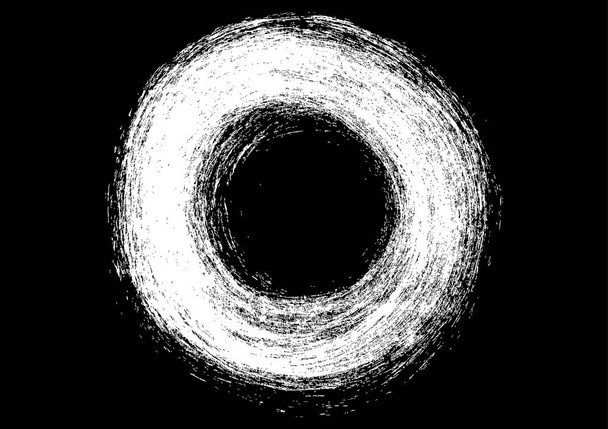 ベクトル テクスチャ - 黒の背景に白のブラシ リング - ベクター画像