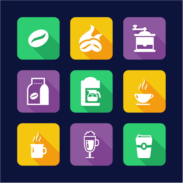 Coffee Icons Flat Design - Vector, Image
