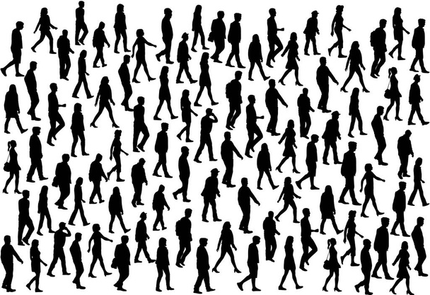 Group of people. Crowd of people silhouettes. - Vector, Image