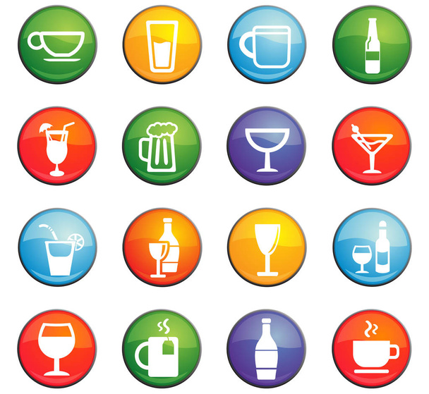 glasses and cups icon set - Vector, Image