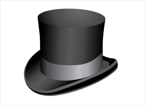 Black top hat isolated on white background - Vektör, Görsel