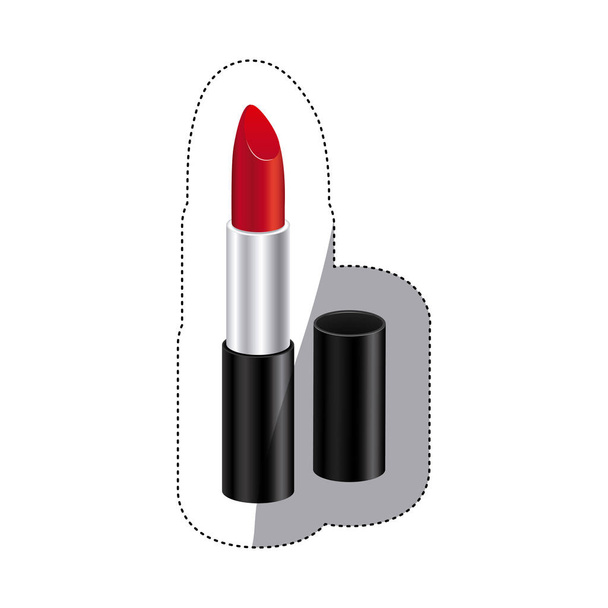 sticker colorful silhouette with opened lipstick - Vector, Image