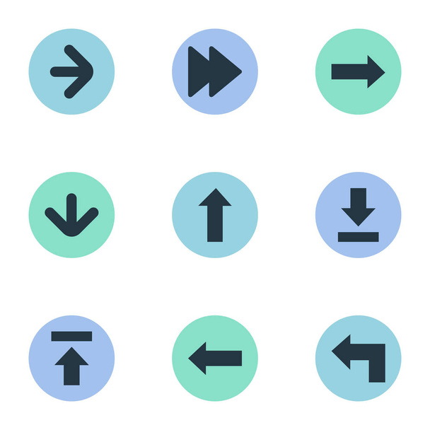 Satz von 9 einfachen Cursor-Symbolen. finden sich Elemente wie Zeiger, richtige Richtung, richtige Richtung und andere. - Vektor, Bild