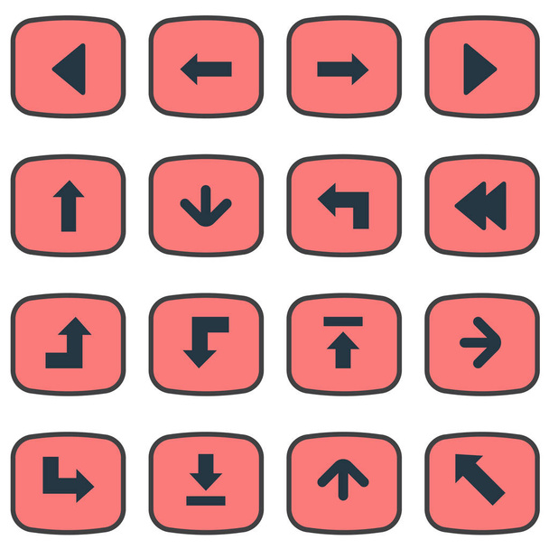 Conjunto de 16 iconos de cursor simples. Se pueden encontrar elementos tales como reducción, dirección ascendente, transferencia y otros
. - Vector, Imagen