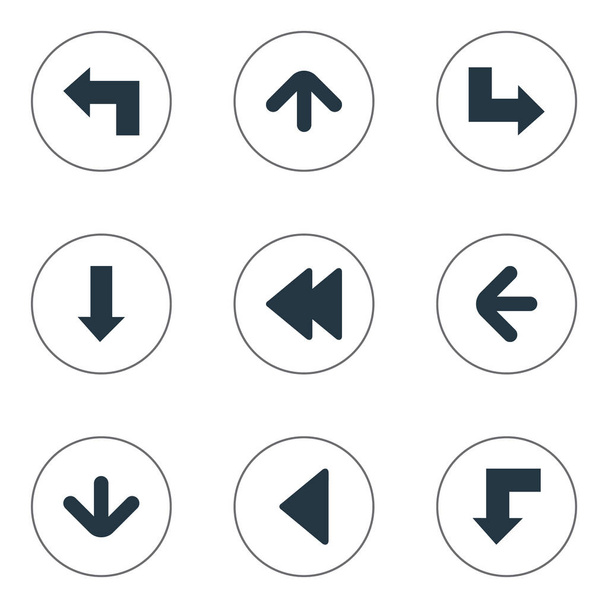 Ensemble de 9 icônes simples de curseur. Peut être trouvé des éléments tels que la direction vers le haut, pointage vers le bas, pointeur et autres
. - Vecteur, image
