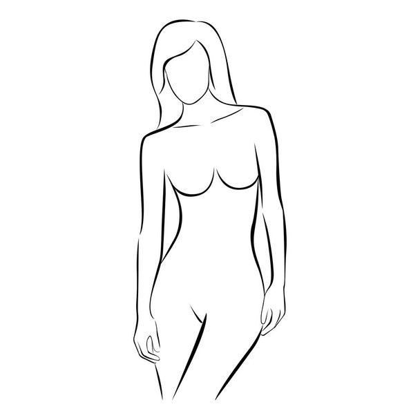 front view female stylized body contour - Vector, Image