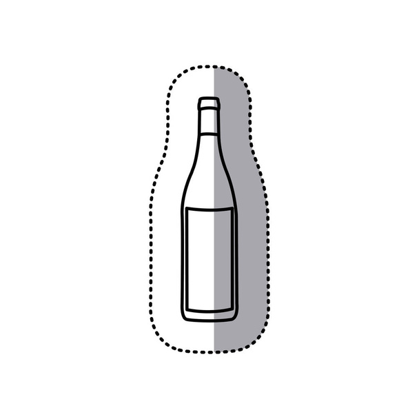 sticker black contour of glass bottle - Vector, Image