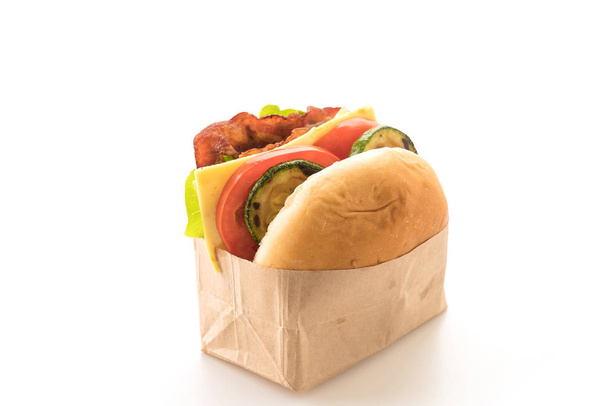 bacon burger on white background - Foto, Imagen