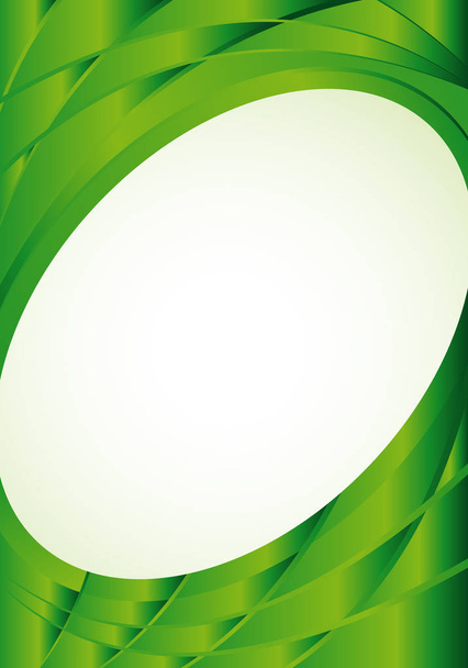 Fundo verde abstrato com ondas e um oval branco no meio para colocar textos. Tamanho A4 - 21cm x 30cm - Imagem vetorial
 - Vetor, Imagem