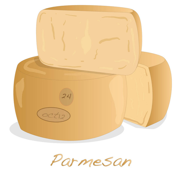 Grafika na białym tle obraz sera parmezan - Wektor, obraz