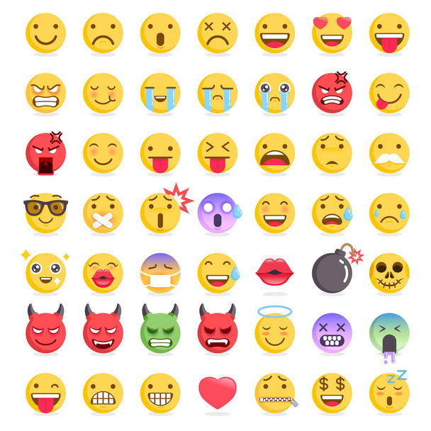 Emoji emoticonos símbolos conjunto de iconos. Ilustraciones vectoriales
 - Vector, Imagen