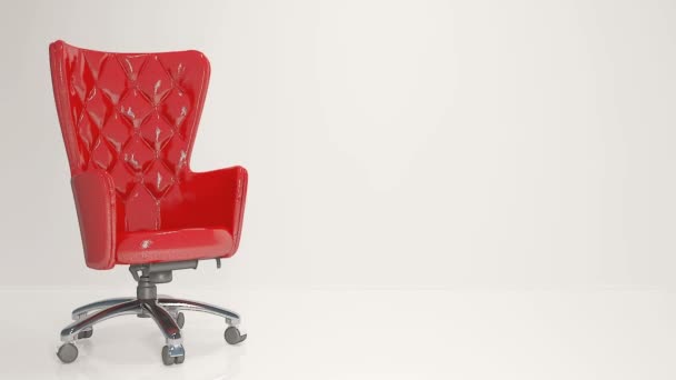 Rood lederen zakelijke stoel op een lichte achtergrond - Video